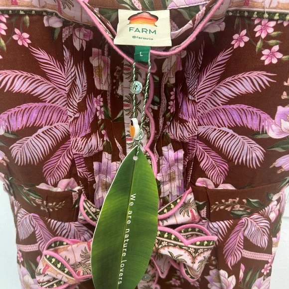 FARM Rio Tropical Pink and Brown Romper - Picture 2 of 4